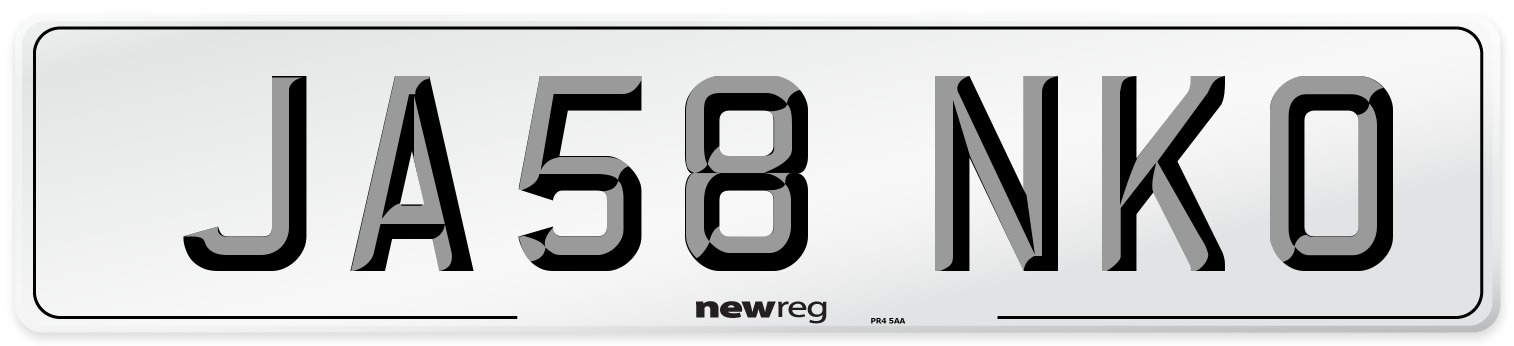 JA58 NKO Number Plate from New Reg